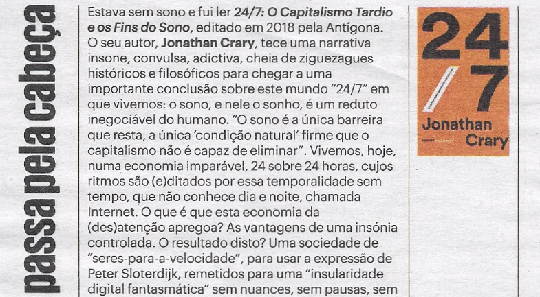 24/7 | Ípsilon (Público) | Sugestão de leitura de Luís Mendonça