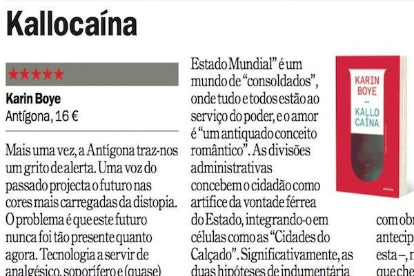 Kallocaína | Time Out Lisboa | Recensão de Hugo Pinto Santos | ★★★★★