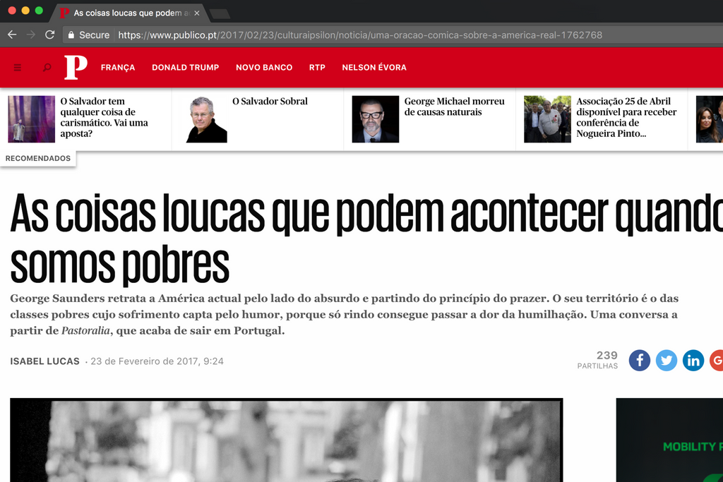 Pastoralia | Ípsilon (Público) | Recensão de Isabel Lucas | ★★★★★